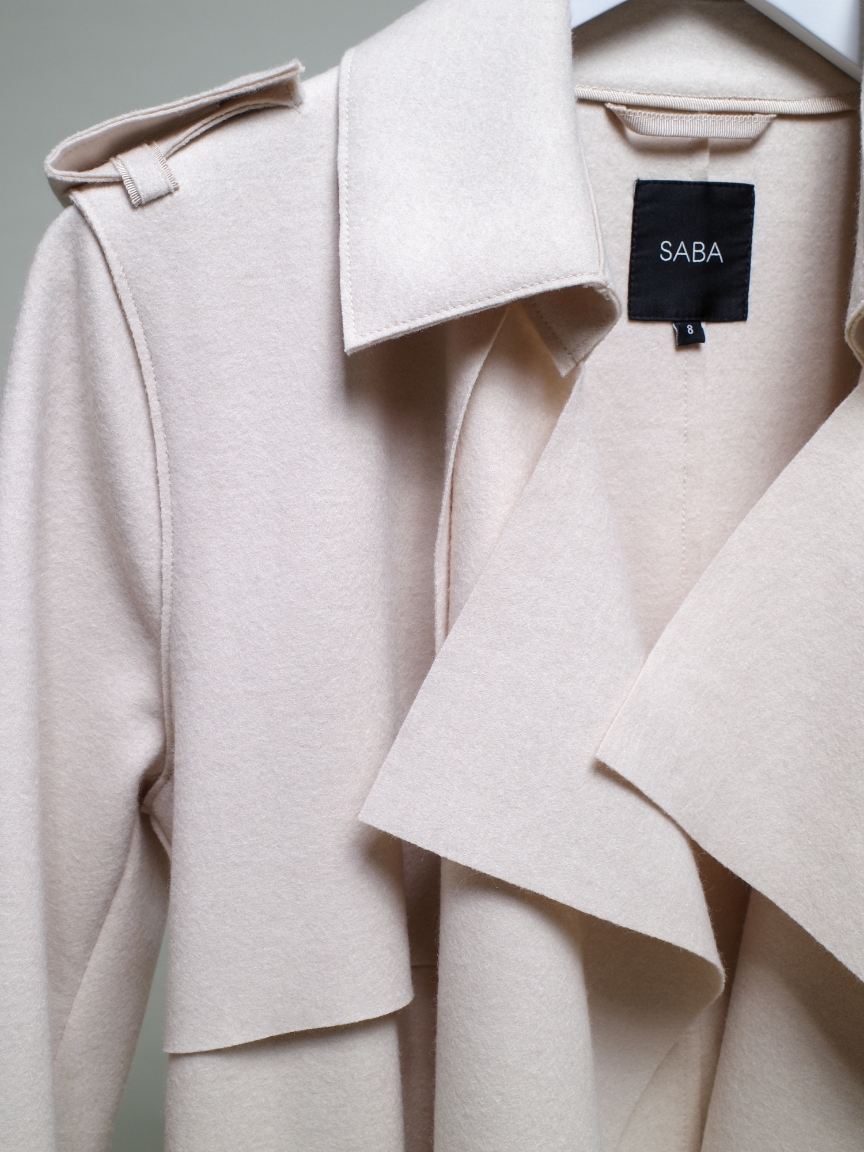 Karla Wool Longline Trench Coat Creme