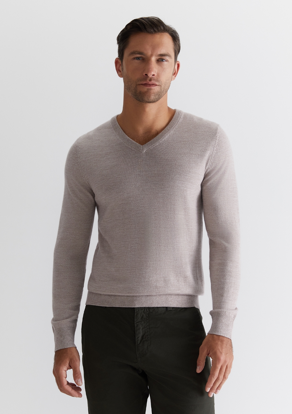 Merino V-Neck Knit Brown