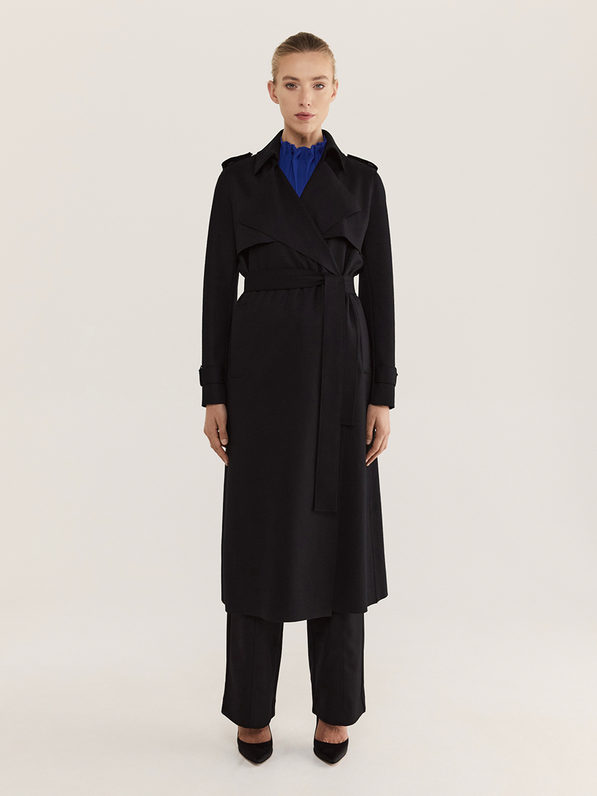 WOOL TRENCH COAT BLACK - Desktop