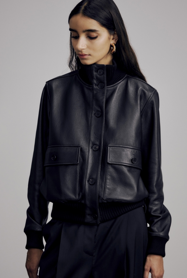 Elyse Leather Bomber
