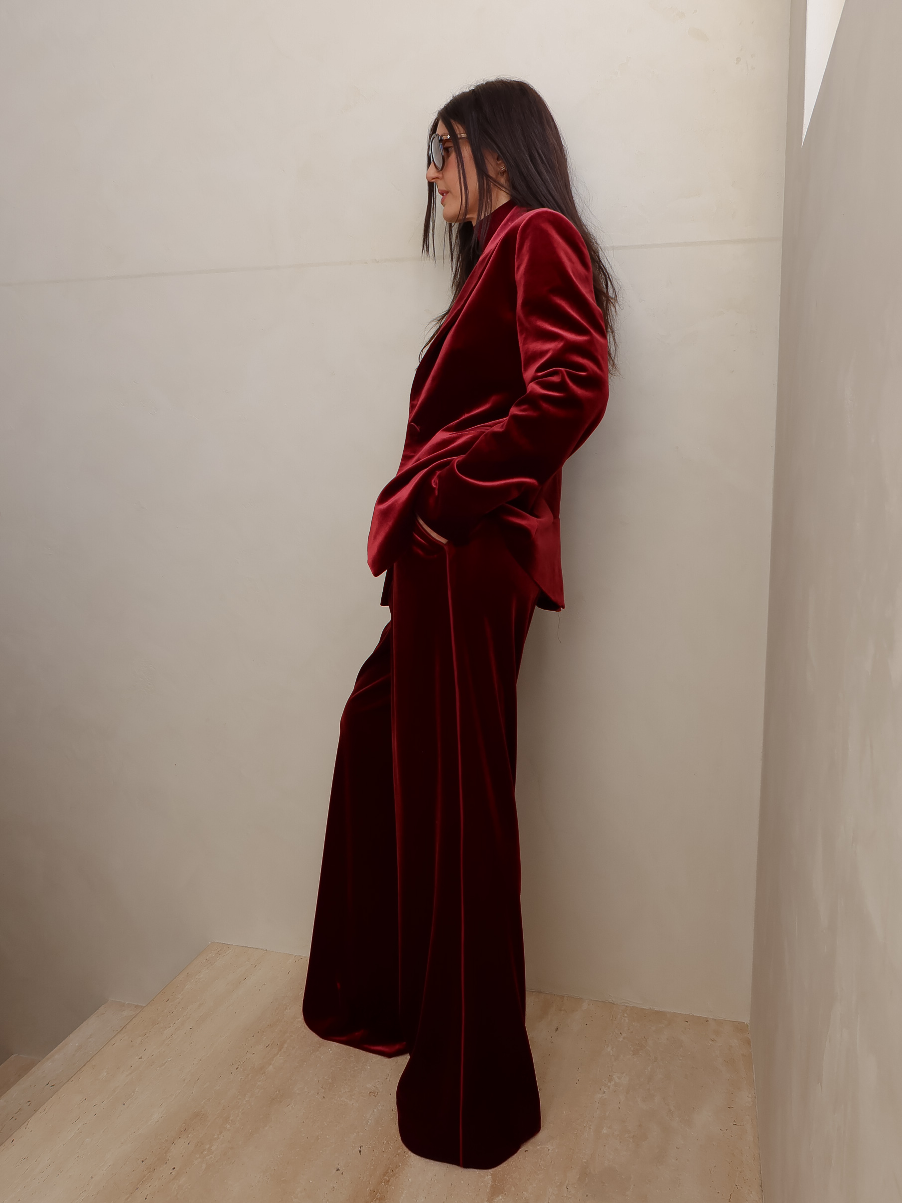 Jess Pecoraro Lea Velvet Pleat Front Pant