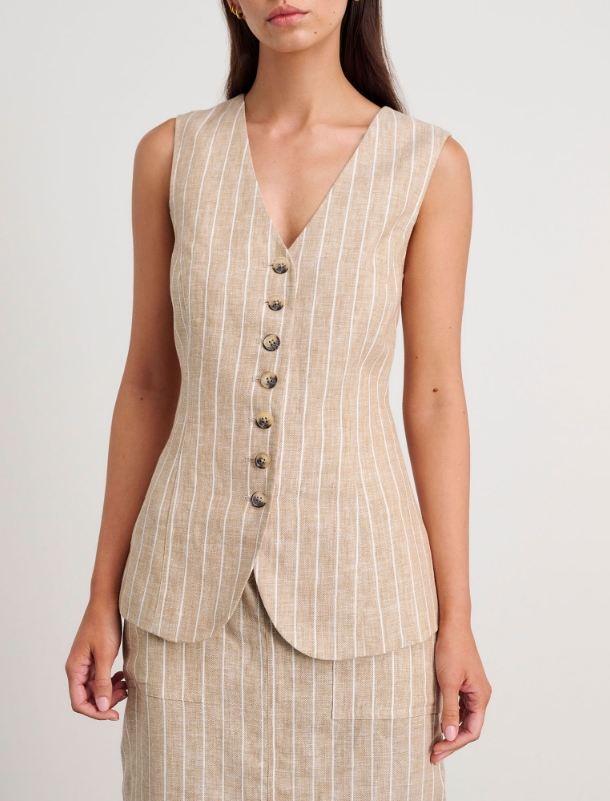 Kayla Stripe Linen Vest