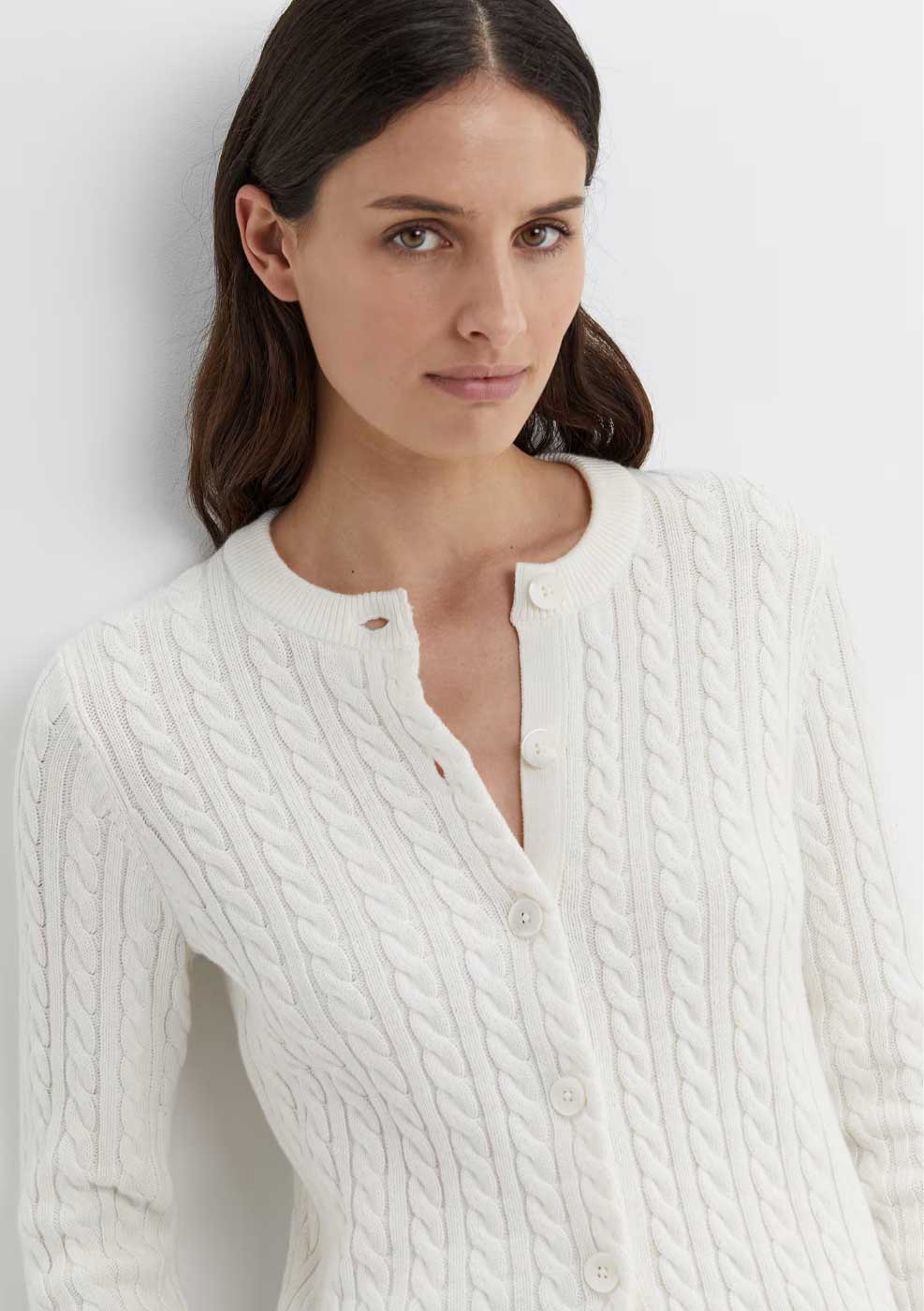 Cable Merino Cotton Cardigan