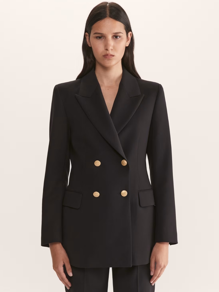 Celeste Wool Double Breasted Blazer Black