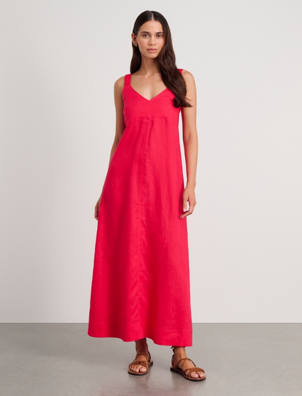 Sara Linen Midi Dress