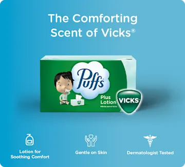 Plus Lotion with the Scent of Vicks key benefits: lotion for soothing comfort, is gentle on skin and dermatologist tested
