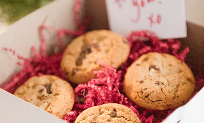 A box of cookies are perfect for that college care package idea