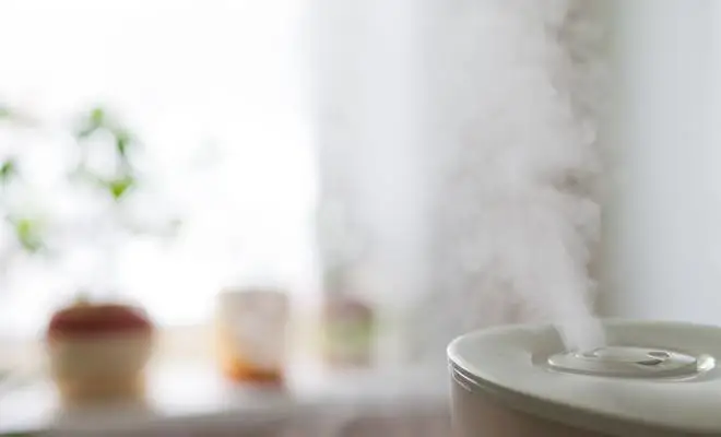 Humidifier blowing steam in a room Humidifier blowing steam in a room