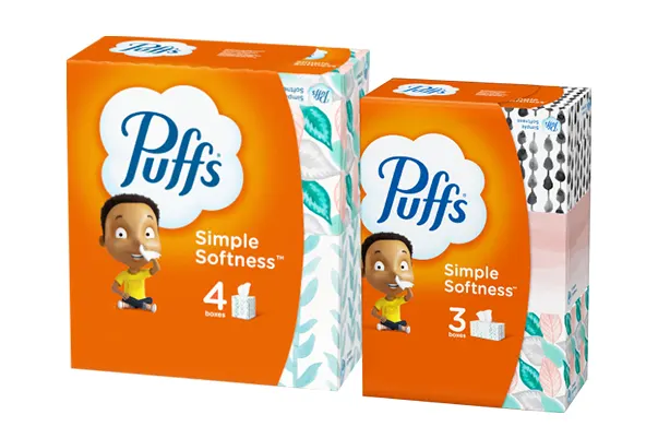 Puffs Simple Softness multi-packs showing an example of our box designs