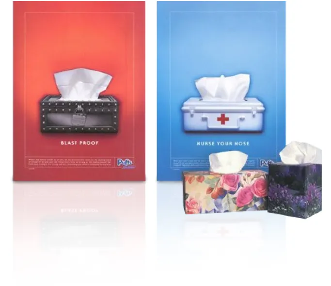 Puffs print advertisements and pack art from the 1990s