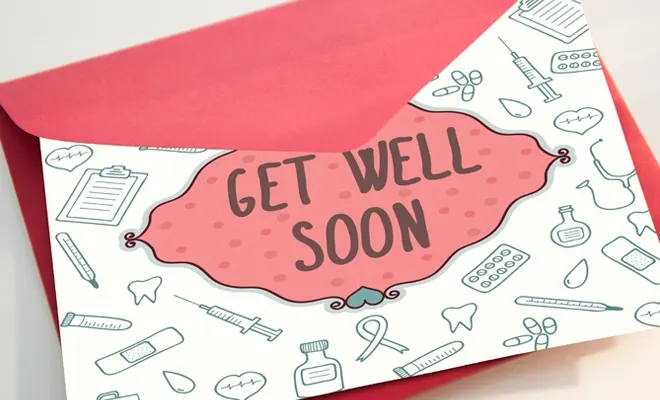 Get well soon card for a care package