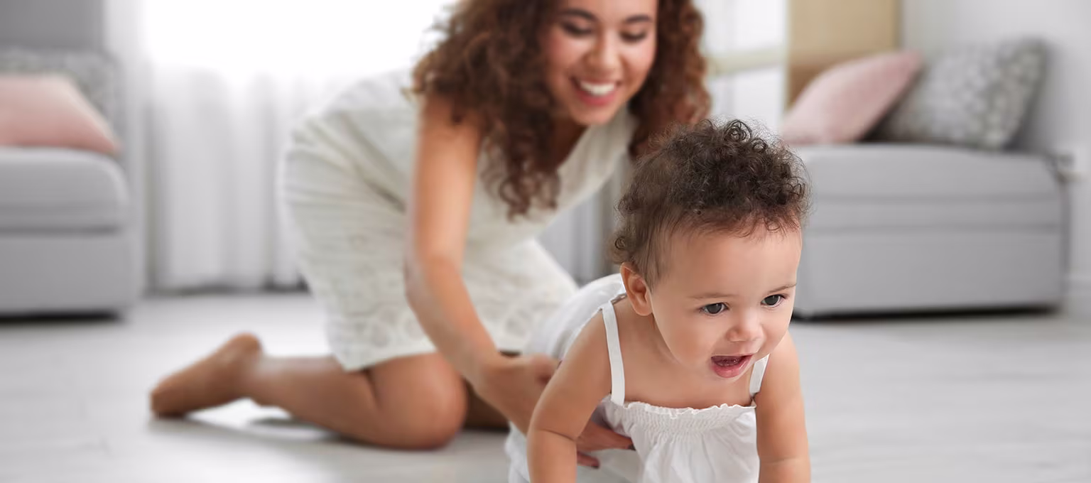 Baby starts to crawl