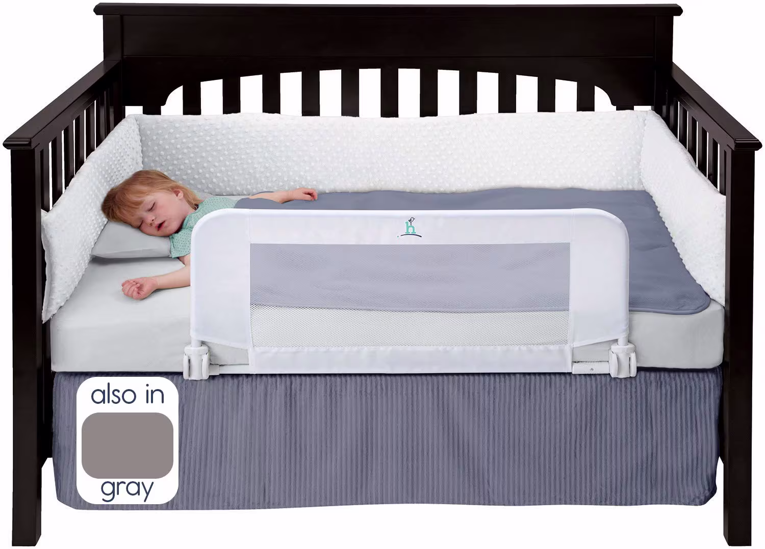 Hiccapop Convertible Crib Toddler Bed Rail Guard with Reinforced Anchor Safety