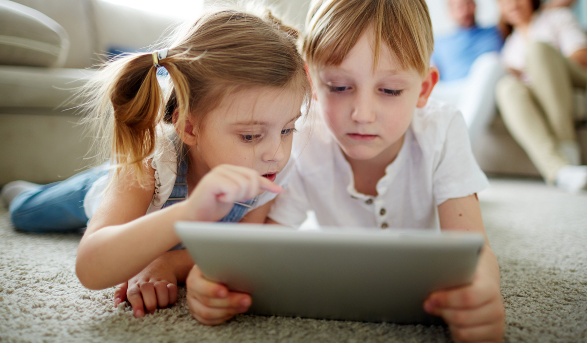 Brother and sister on tablet