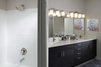 Bathroom with double sink vanity