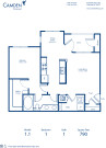   Blueprint of 1.1 Floor Plan, 1 Bedroom and 1 Bathroom at Camden Stonecrest Apartments in Charlotte, NC