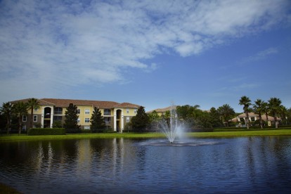 Lake with fountain