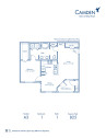 Blueprint of A3 Floor Plan, 1 Bedroom and 1 Bathroom at Camden Sierra at Otay Ranch Apartments in Chula Vista, CA