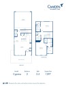 Blueprint of Cypress Floor Plan, 2 Bedroom and 2.5 Bathroom Home at Camden Woodmill Creek in The Woodlands, TX