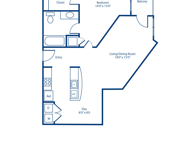 Blueprint of A10.1 Floor Plan, 1 Bedroom and 1 Bathroom at Camden Fairfax Corner Apartments in Fairfax, VA