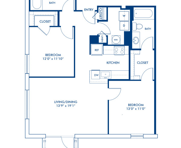 Blueprint of B05 Floor Plan, 2 Bedrooms and 2 Bathrooms at Camden South Capitol Apartments in Washington, DC