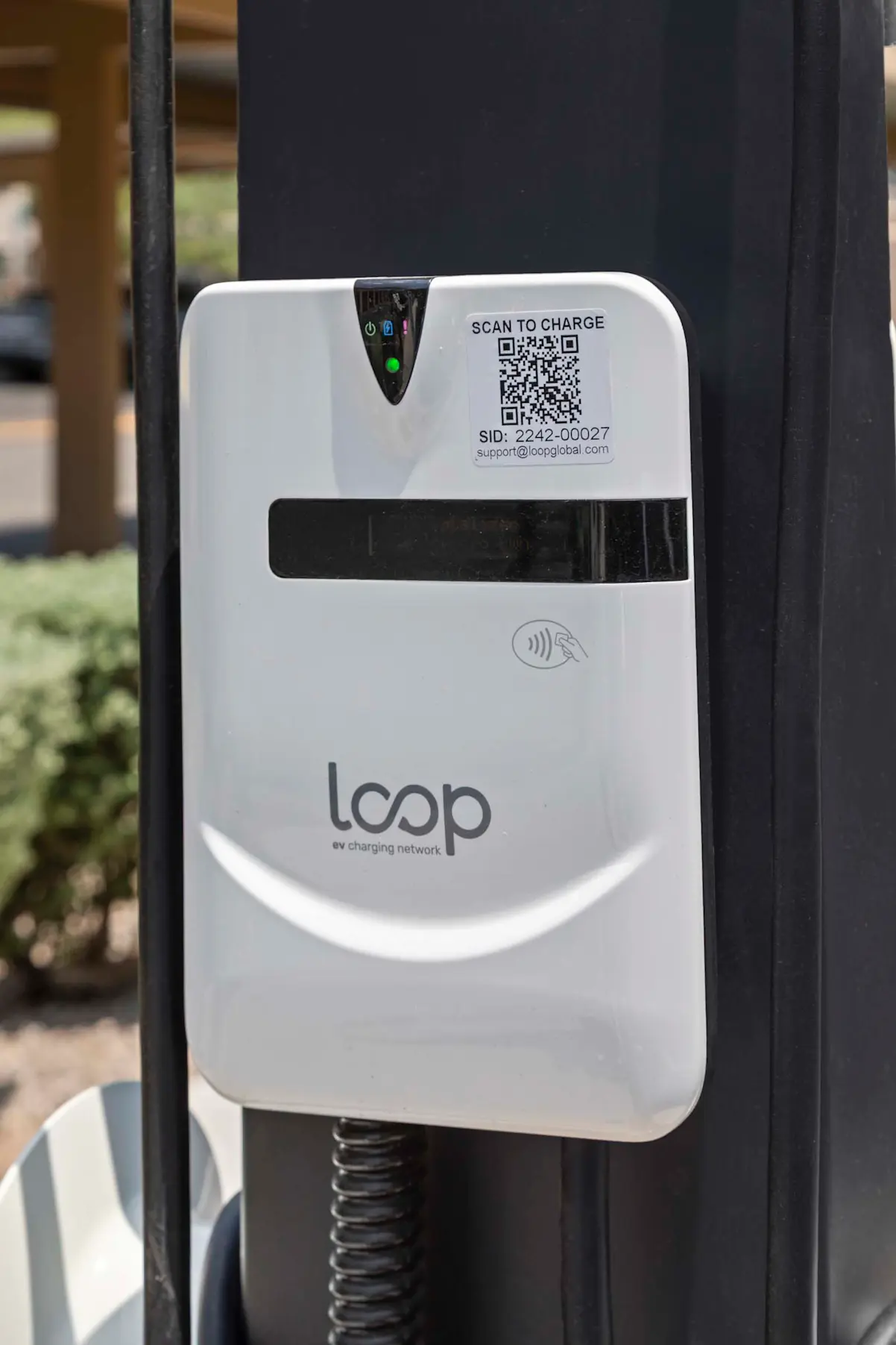 Electric vehicle charging station at Camden North End.