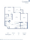 Blueprint of Redington Floor Plan, 2 Bedrooms and 2 Bathrooms at Camden Montague Apartments in Tampa, FL