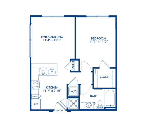 Blueprint of A2.6 Floor Plan, 1 Bedroom and 1 Bathroom at Camden Gallery Apartments in Charlotte, NC