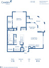 Blueprint of 1.1E Floor Plan, 1 Bedroom and 1 Bathroom at Camden Lansdowne Apartments in Lansdowne, VA