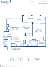 Blueprint of 1.1C Floor Plan, 1 Bedroom and 1 Bathroom at Camden Lansdowne Apartments in Lansdowne, VA