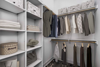 Walk-in closet at Camden Shady Grove apartments in Rockville, MD