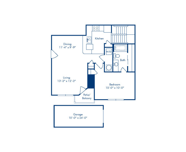 Blueprint of A3 Floor Plan, 1 Bedroom and 1 Bathroom at Camden Legacy Park Apartments in Plano, TX