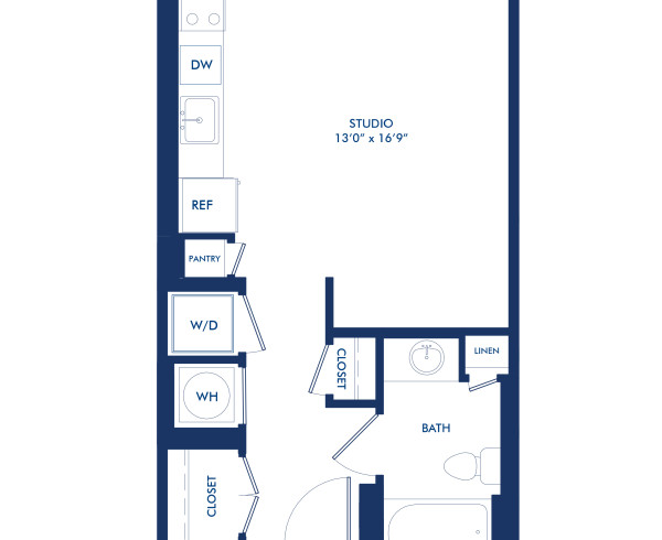 Blueprint of S2.2 Floor Plan, Studio with 1 Bathroom at Camden NoMa II Apartments in Washington, DC