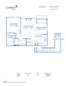 Blueprint of 2D Floor Plan, 1 Bedroom and 1 Bathroom at Camden Lakeway Apartments in Lakewood, CO