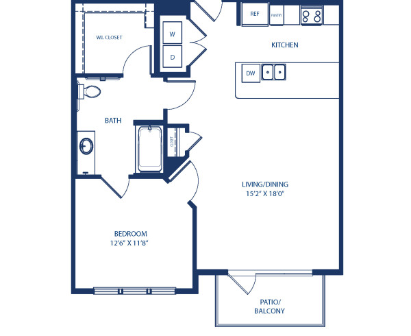 Blueprint of A8.1-A Floor Plan, 1 Bedroom and 1 Bathroom at Camden Victory Park Apartments in Dallas, TX