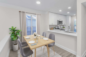 Dining area adjacent to kitchen at Camden Fairview in Charlotte NC