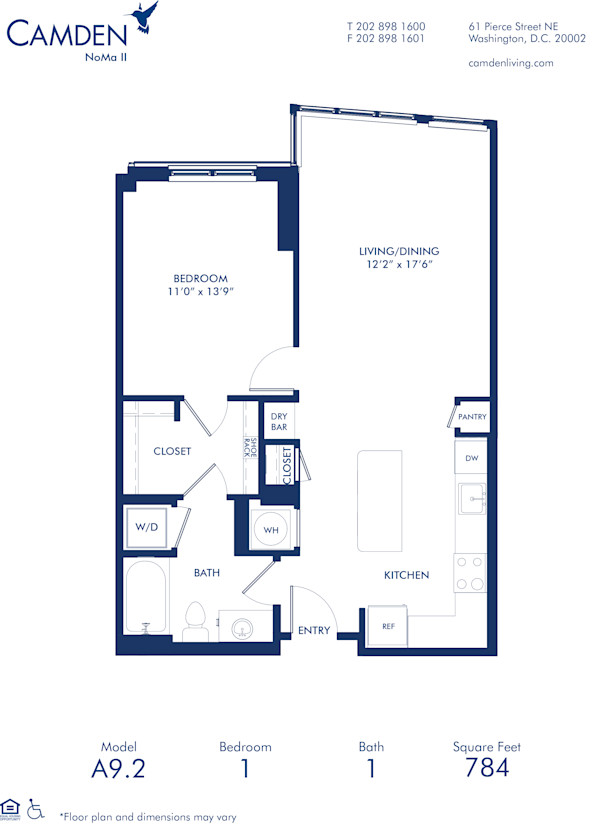 Blueprint of A9.2 Floor Plan, 1 Bedroom and 1 Bathroom at Camden NoMa II Apartments in Washington, DC