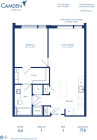 Blueprint of A4 Floor Plan, Apartment Home with 1 Bedroom and 1 Bathroom at Camden Shady Grove in Rockville, MD