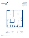 Camden Tempe apartments in Tempe, Arizona, one bedroom floor plan A2.2