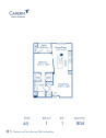 Blueprint of A5 Floor Plan, Apartment Home with 1 Bedroom and 1 Bathroom at Camden Main and Jamboree in Irvine, CA