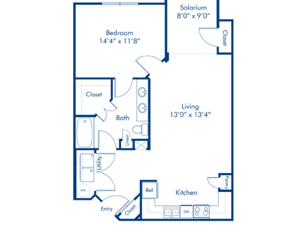 Blueprint of Cape Cod Floor Plan, 1 Bedroom and 1 Bathroom at Camden Waterford Lakes Apartments in Orlando, FL