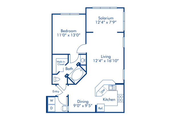 Blueprint of Ruby Floor Plan, 1 Bedroom and 1 Bathroom at Camden Lee Vista Apartments in Orlando, FL
