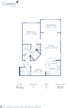 Blueprint of Ruby Floor Plan, 1 Bedroom and 1 Bathroom at Camden Lee Vista Apartments in Orlando, FL