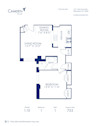 Blueprint of 1.1E Floor Plan, 1 Bedroom and 1 Bathroom at Camden Roosevelt Apartments in Washington, DC