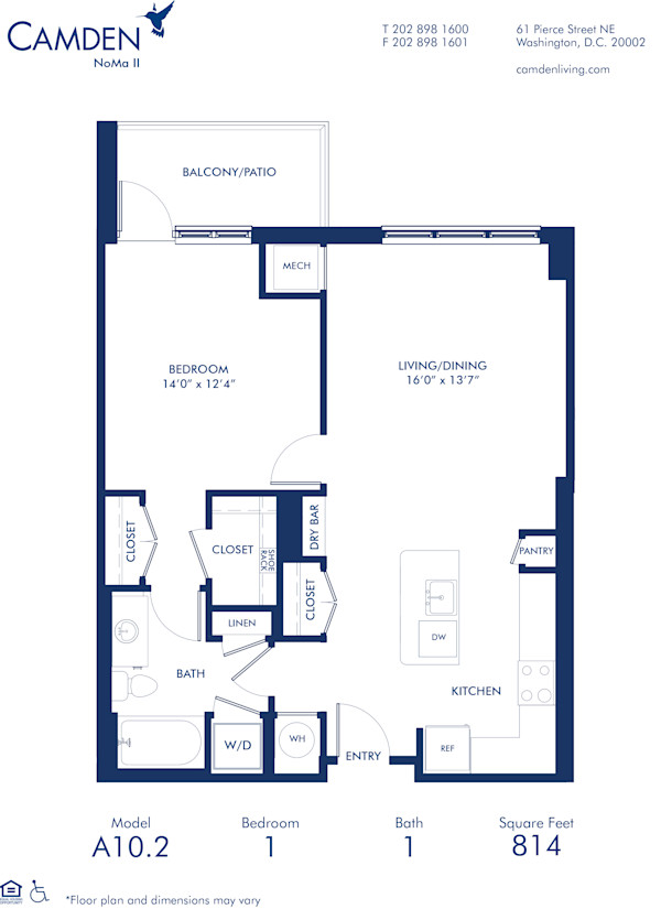 Blueprint of A10.2 Floor Plan, 1 Bedroom and 1 Bathroom at Camden NoMa II Apartments in Washington, DC