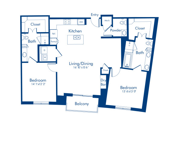 Camden Highland Village apartments in Houston, TX Gallery two bedroom floor plan D2.5
