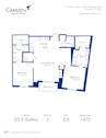 Camden Highland Village apartments in Houston, TX Gallery two bedroom floor plan D2.5