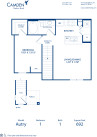 Blueprint of Autry Floor Plan, 1 Bedroom and 1 Bathroom at Camden Shadow Brook Apartments in Austin, TX