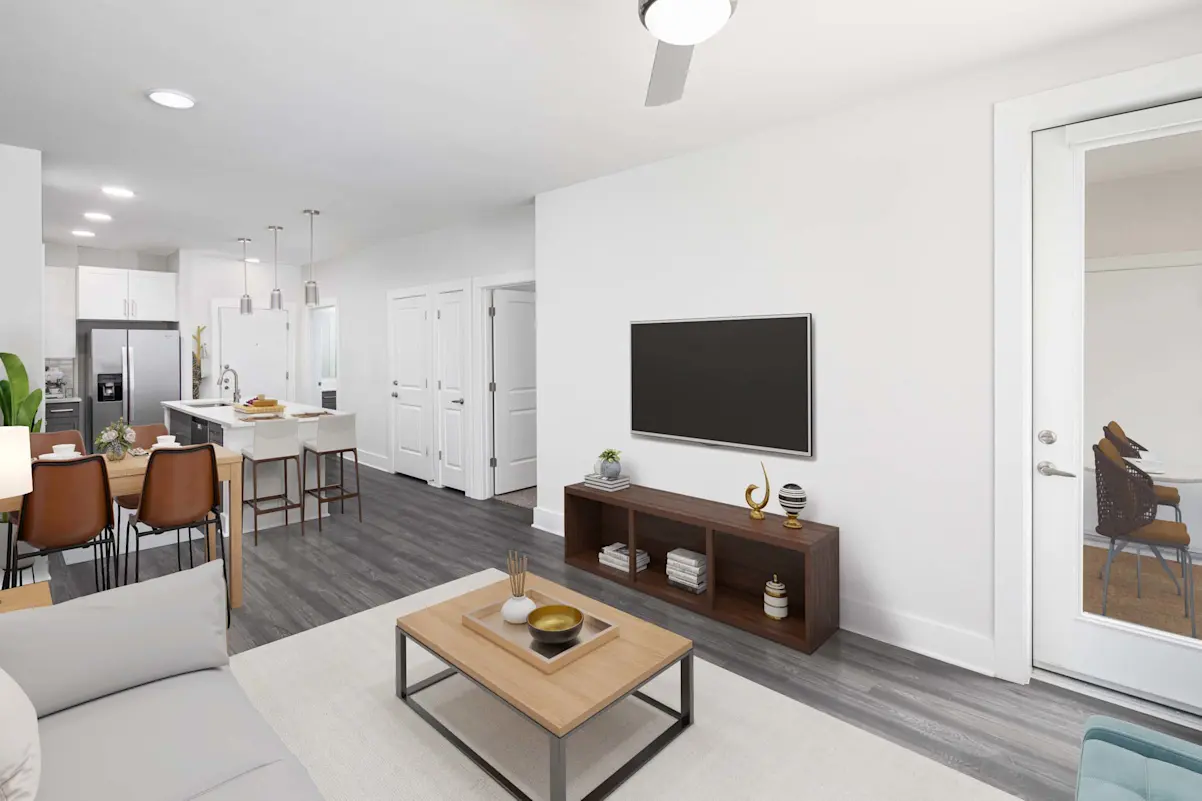 Furnished living room at Camden North End.