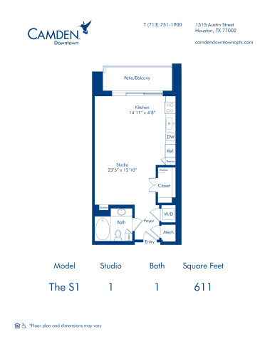 S1 Blueprint at Camden Downtown apartments in Downtown Houston, TX